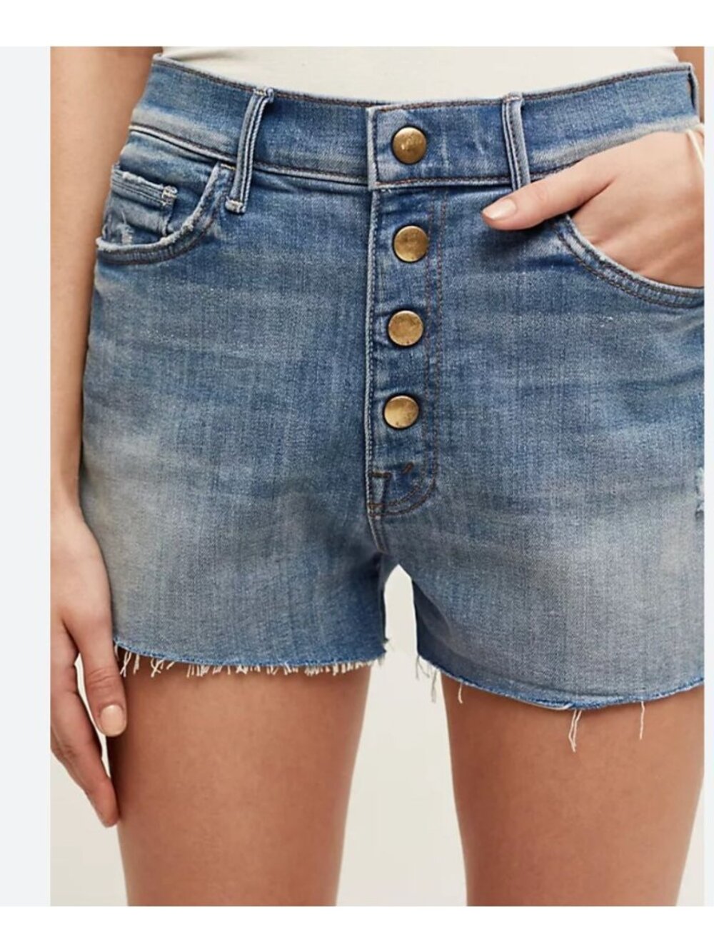 Mother Swooner Snapdown High Rise Shorts in Shake well - Size 24